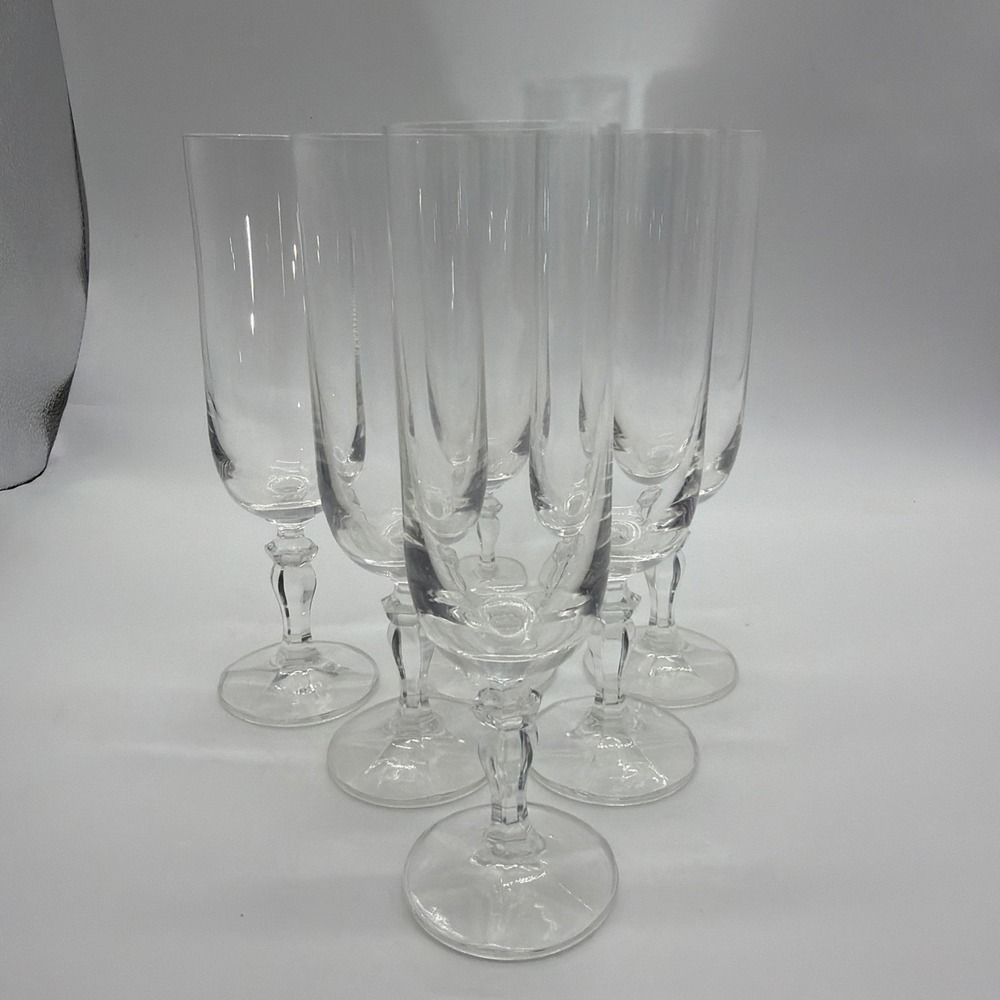 Bohemia Crystal Crystalex 'Ingrid Andrea' Fluted Champagne Glass 8" Set‎ Of 6